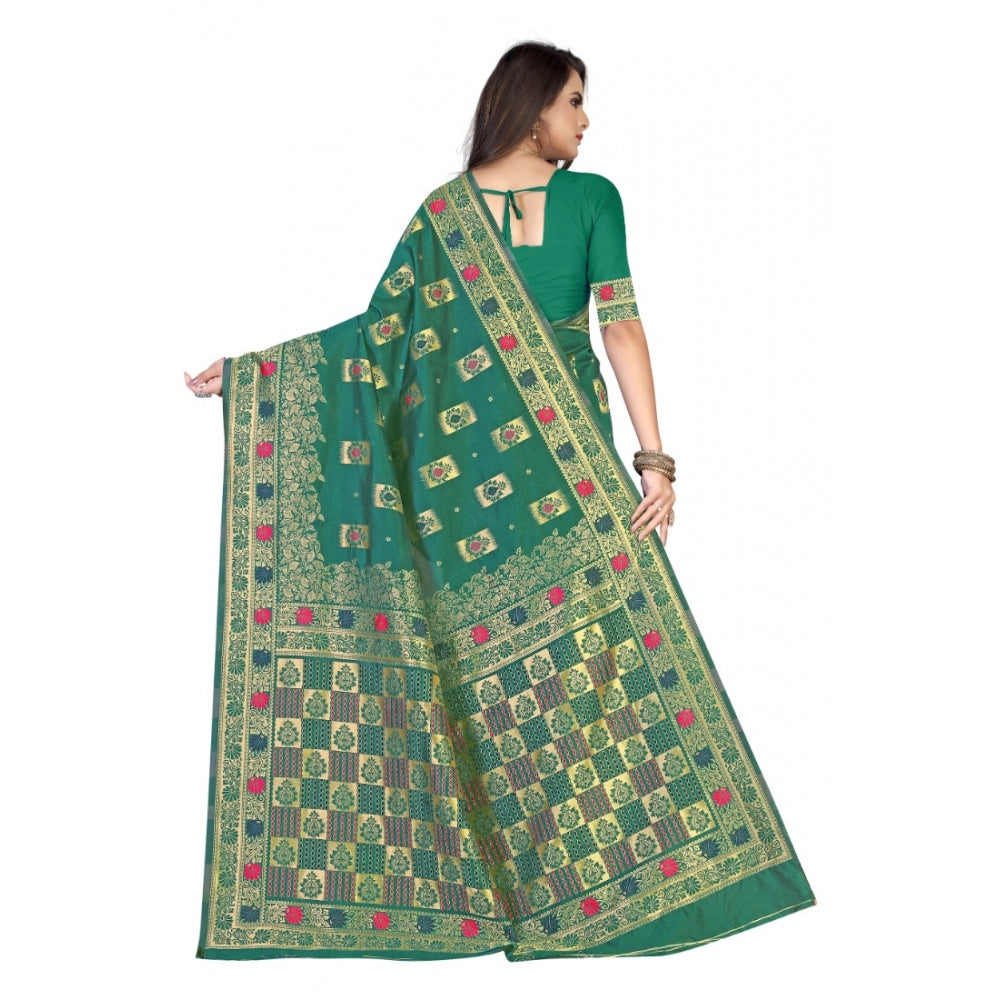 Alluring Banarasi Silk Designer Weaving Saree With Blouse Piece