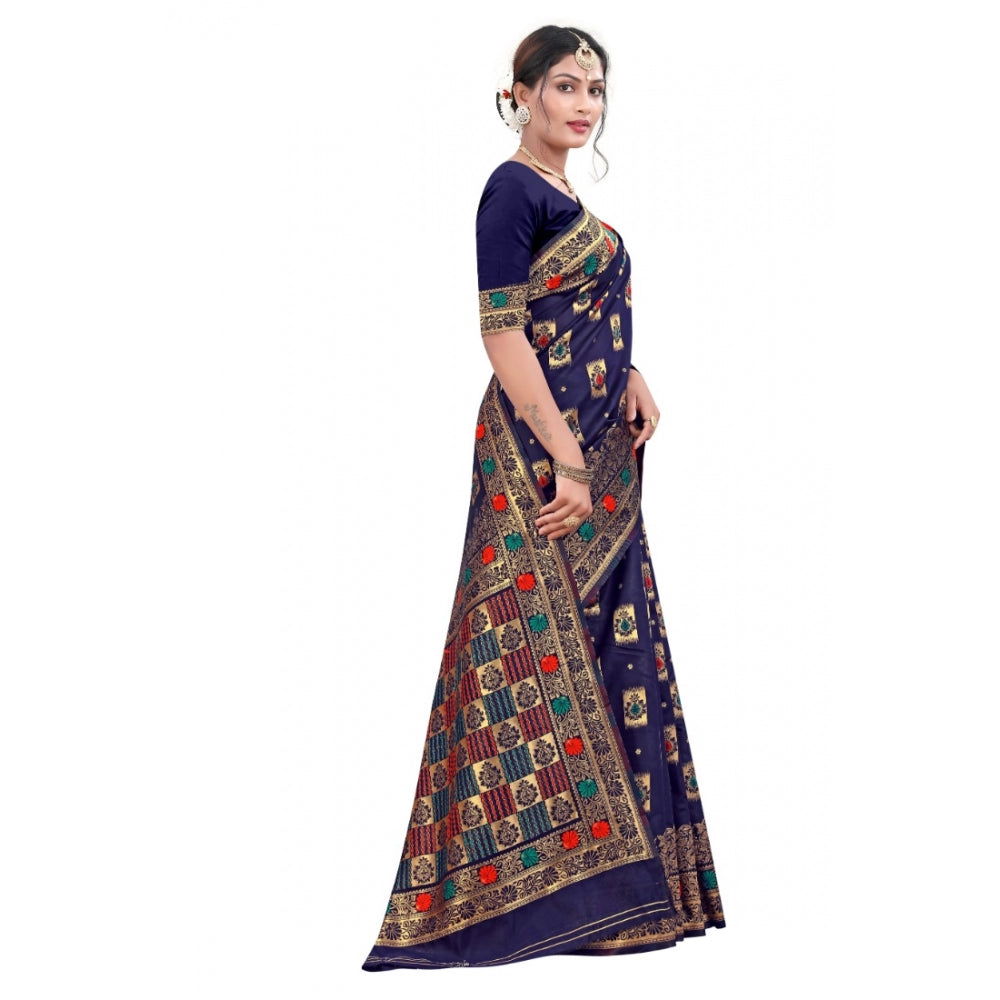 Sensational Banarasi Silk Designer Weaving Saree With Blouse Piece