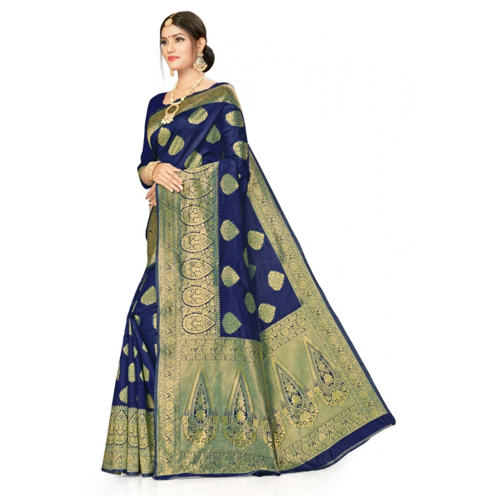 Sensational Banarasi Silk Designer Weaving Saree With Blouse Piece