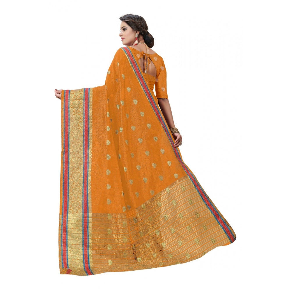 Stylish Cotton Silk Designer Weaving Saree With Blouse Piece