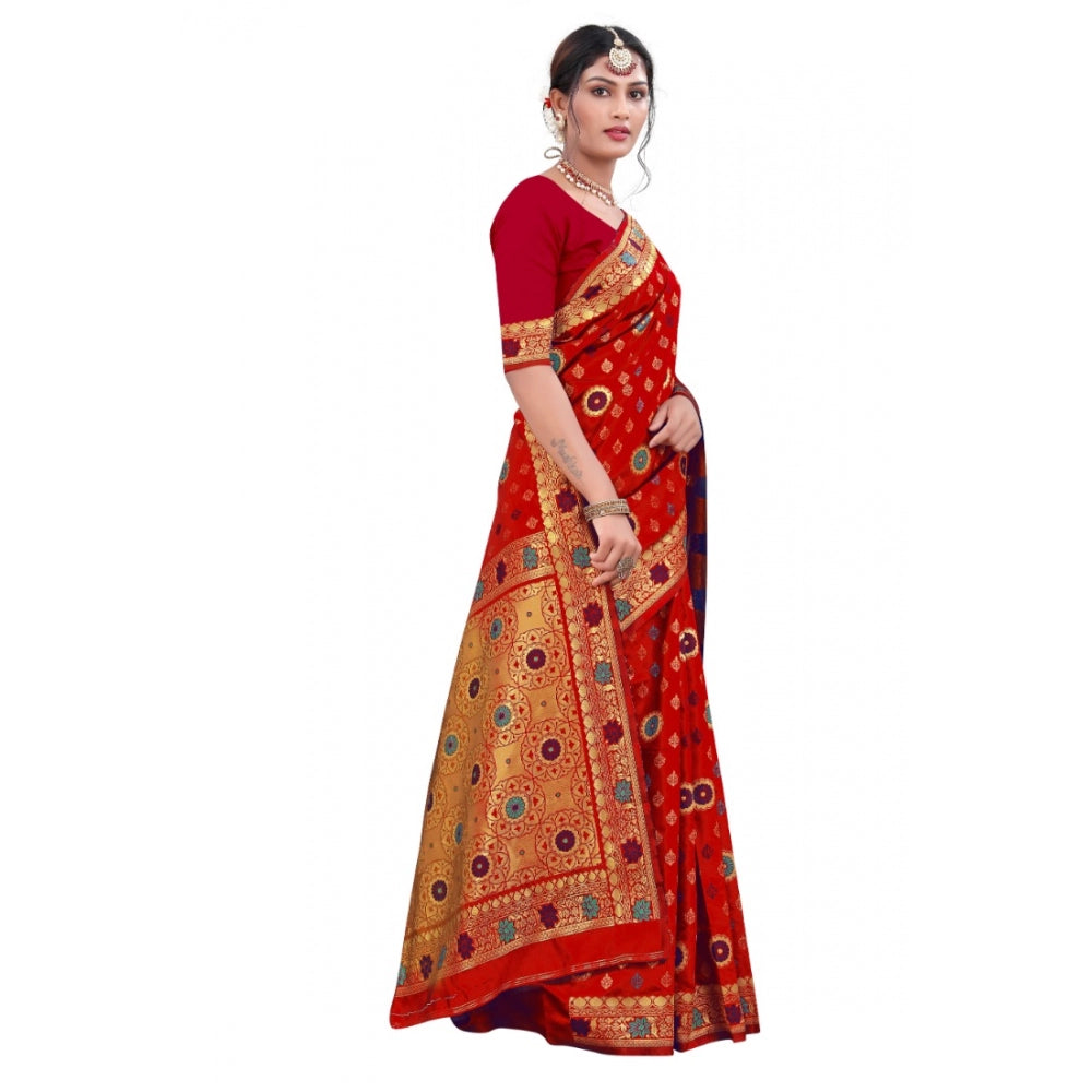 Versatile Banarasi Silk Designer Weaving Saree With Blouse Piece