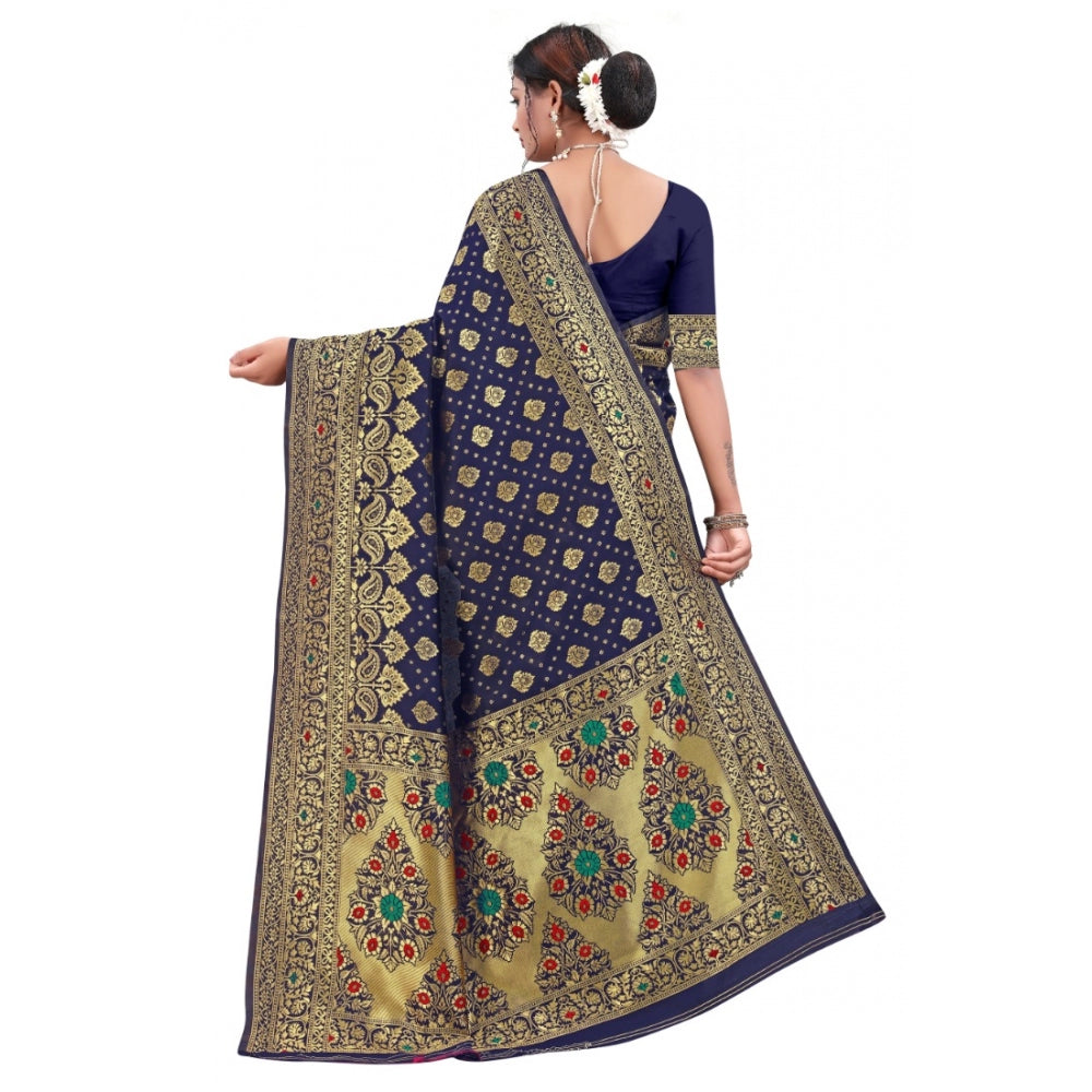 Sensational Banarasi Silk Designer Weaving Saree With Blouse Piece