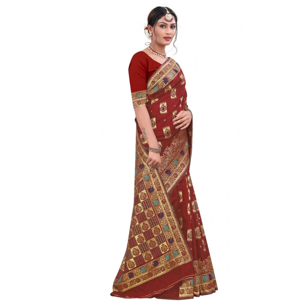 Fashionable Banarasi Silk Designer Weaving Saree With Blouse Piece