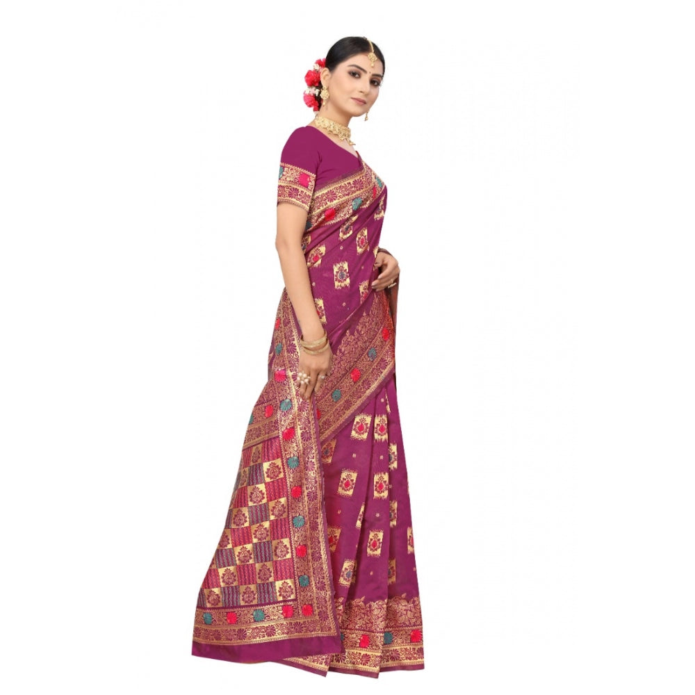 Versatile Banarasi Silk Designer Weaving Saree With Blouse Piece