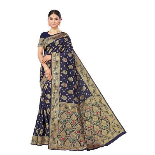 Sensational Banarasi Silk Designer Weaving Saree With Blouse Piece