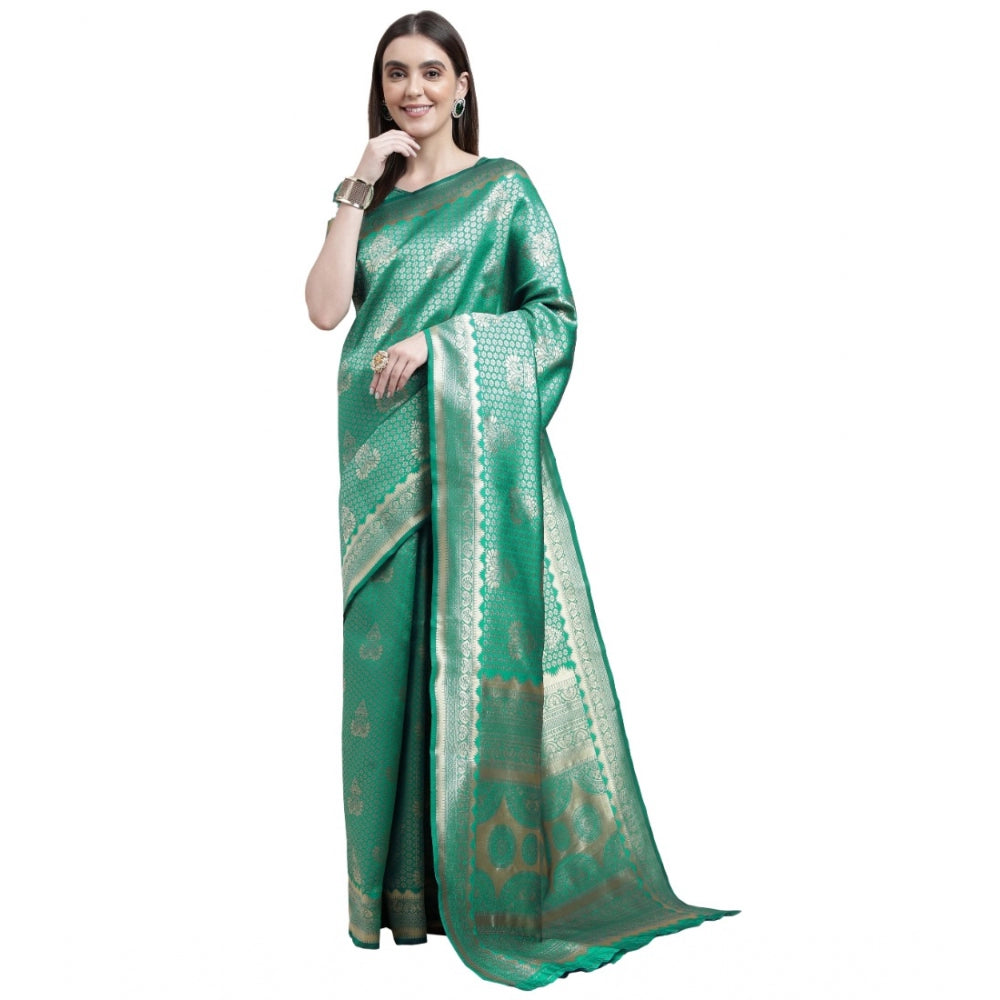 Alluring Banarasi Silk Designer Weaving Saree With Blouse Piece