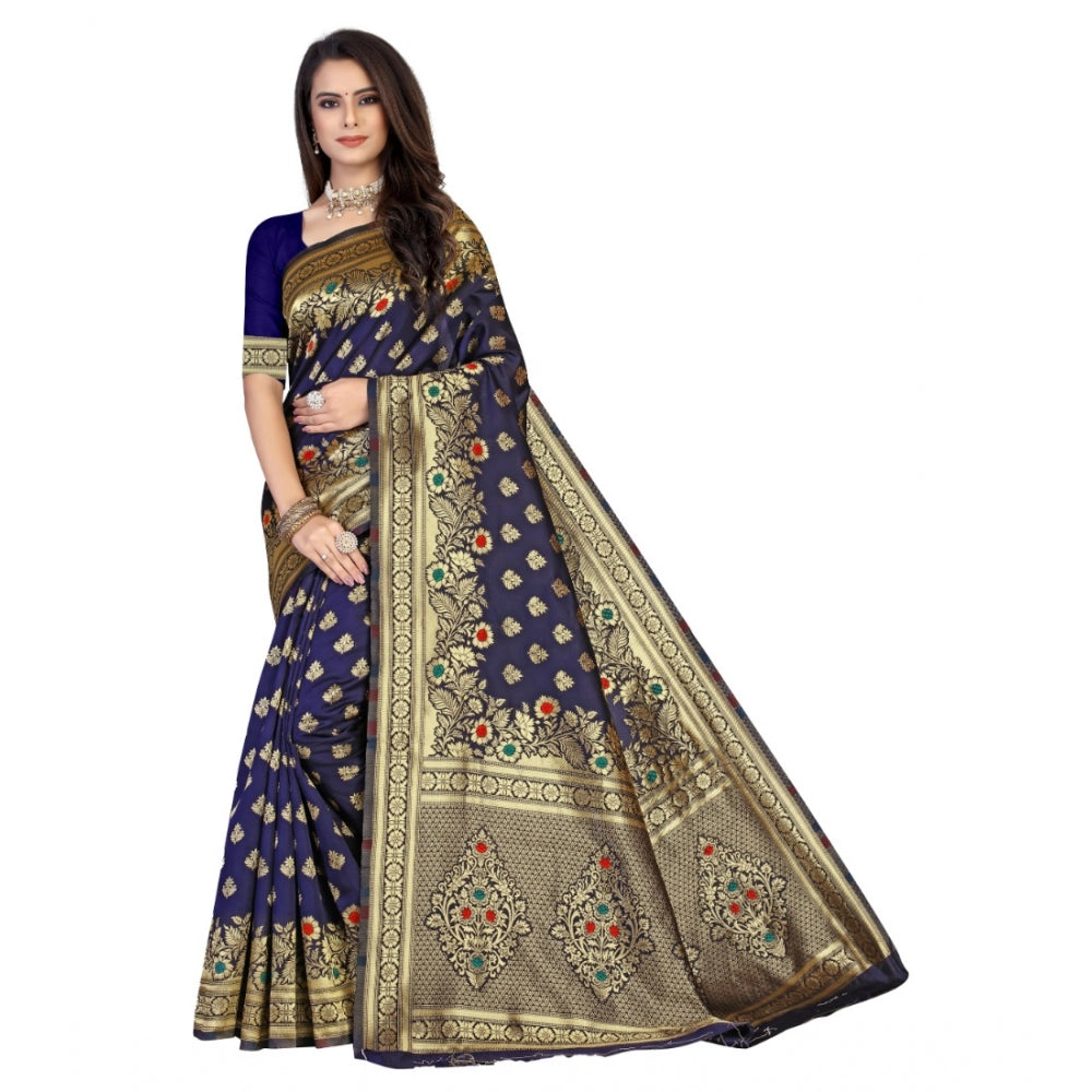 Alluring Banarasi Silk Designer Weaving Saree With Blouse Piece