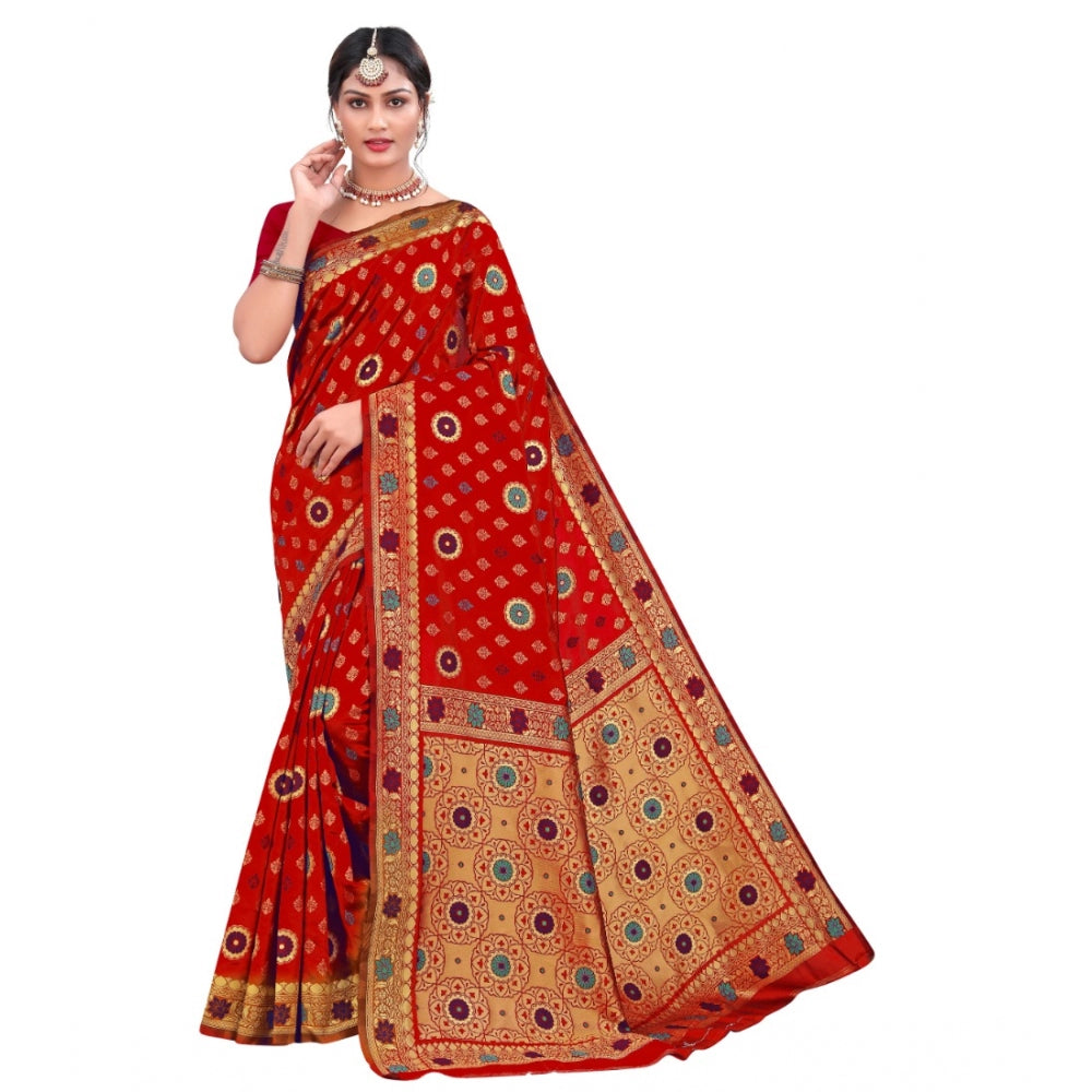 Versatile Banarasi Silk Designer Weaving Saree With Blouse Piece