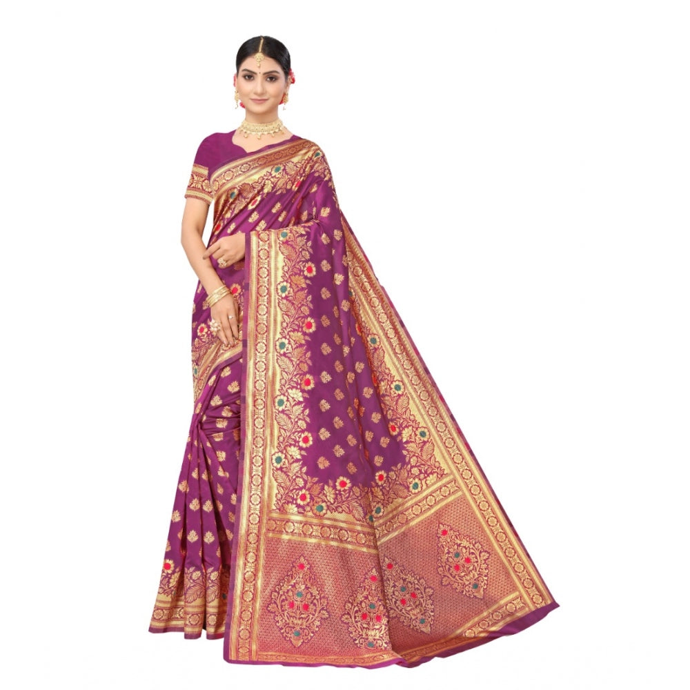 Versatile Banarasi Silk Designer Weaving Saree With Blouse Piece