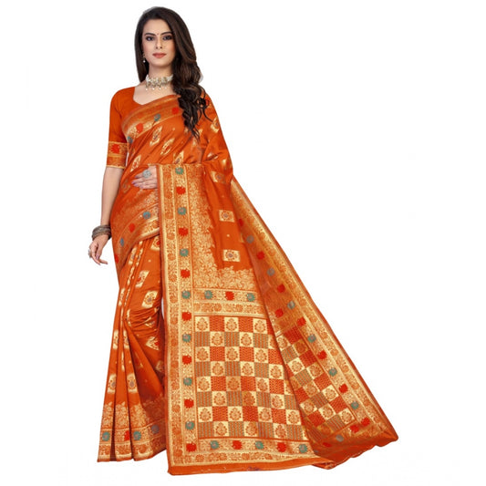 Ethnic Banarasi Silk Designer Weaving Saree With Blouse Piece