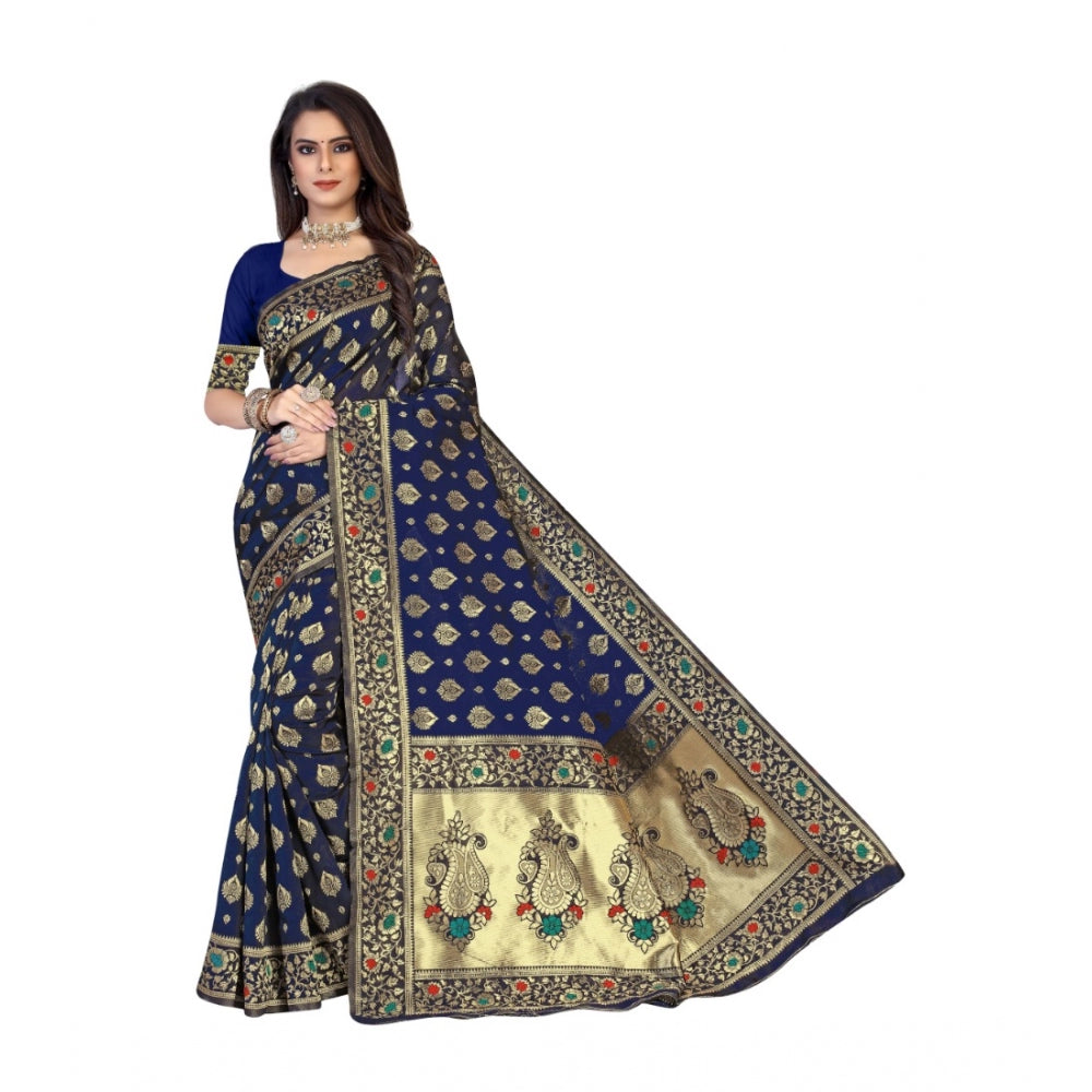 Sensational Banarasi Silk Designer Weaving Saree With Blouse Piece