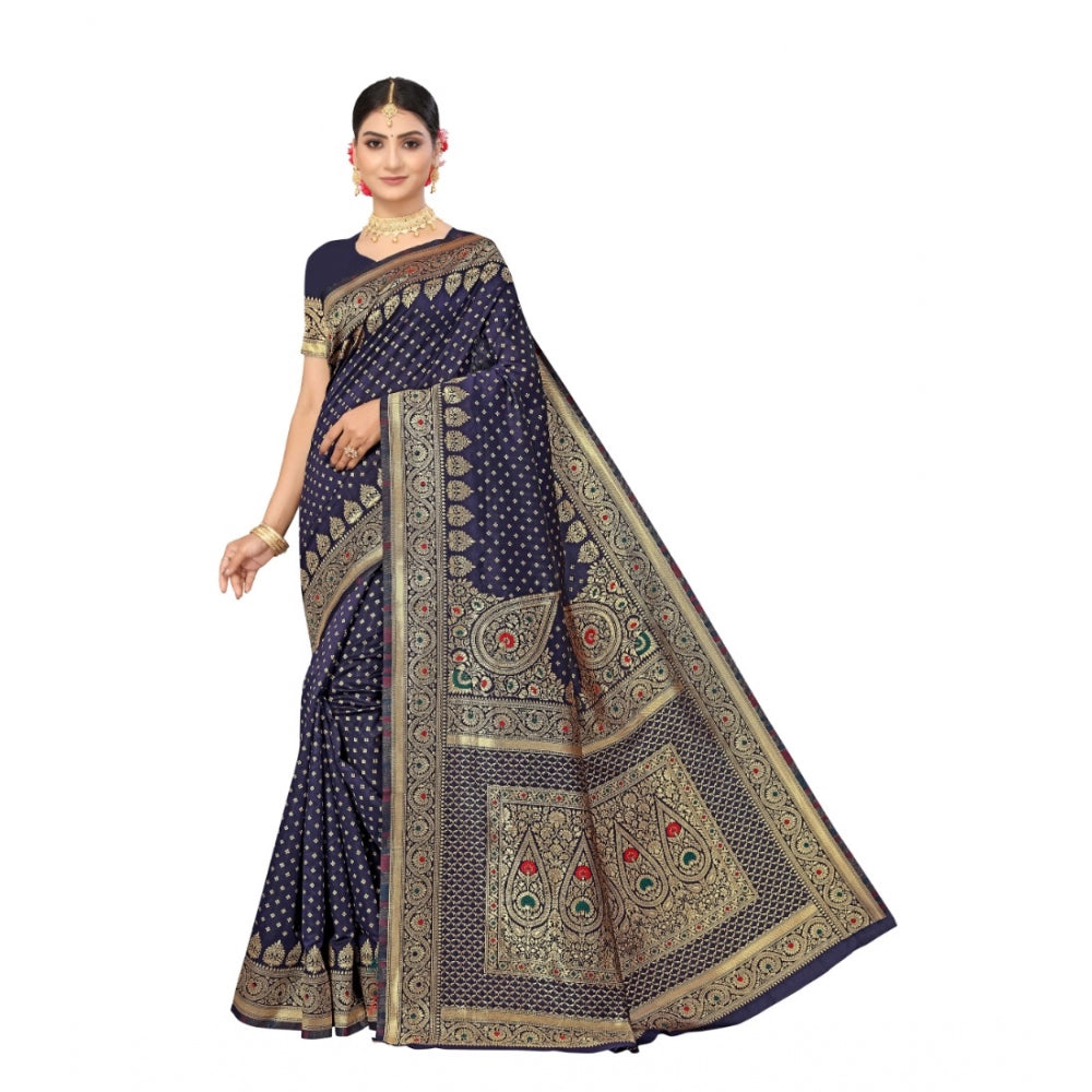 Sensational Banarasi Silk Designer Weaving Saree With Blouse Piece