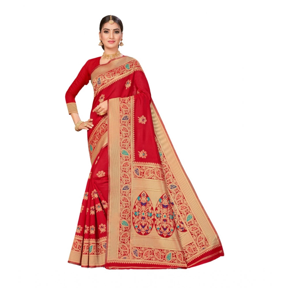 Versatile Banarasi Silk Designer Weaving Saree With Blouse Piece