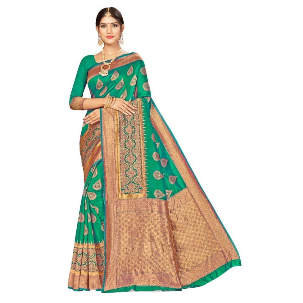 Alluring Banarasi Silk Designer Weaving Saree With Blouse Piece