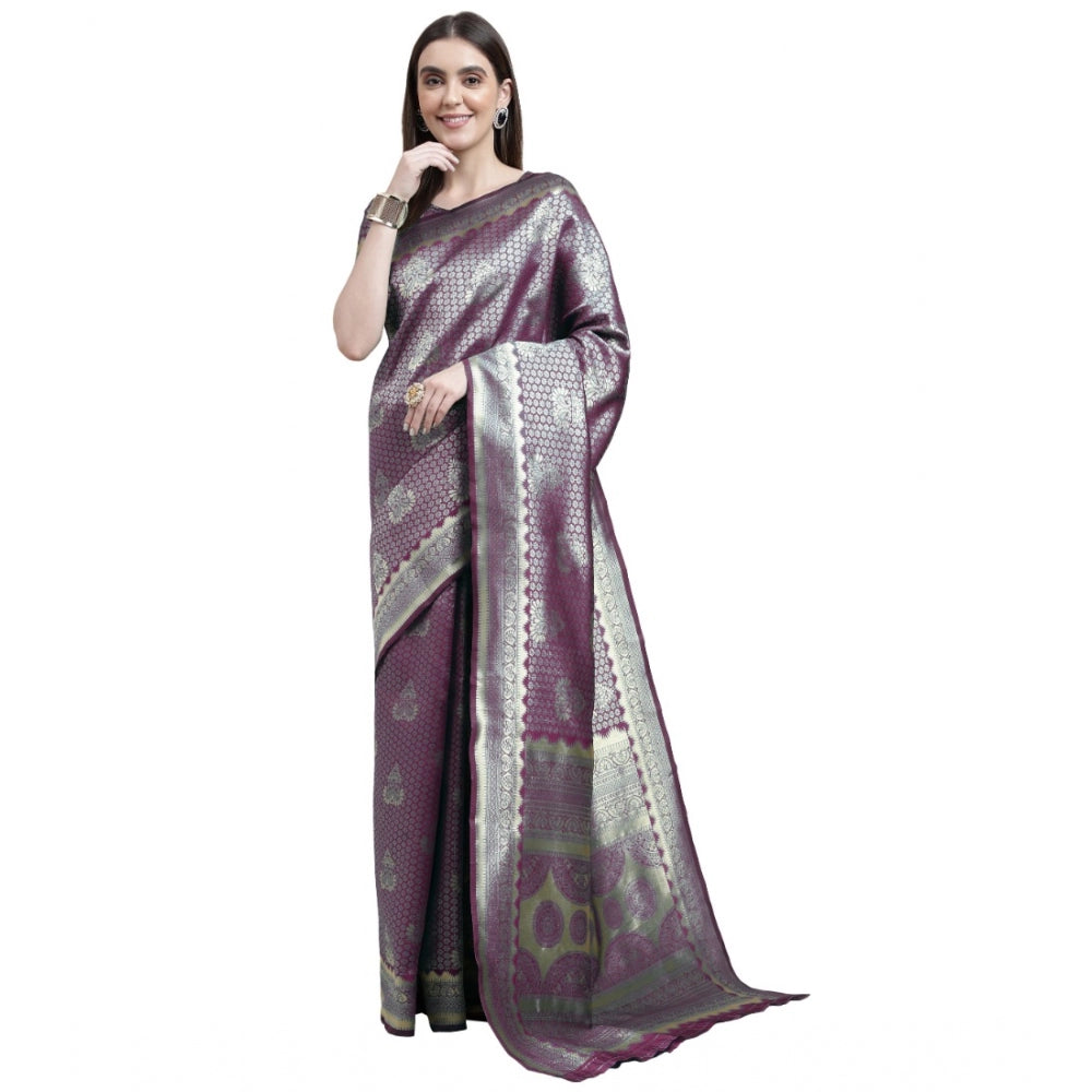 Ethnic Banarasi Silk Designer Weaving Saree With Blouse Piece