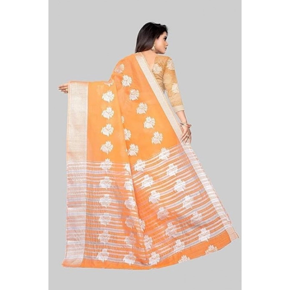 Voguish Cotton Silk Floral Saree With Blouse Piece