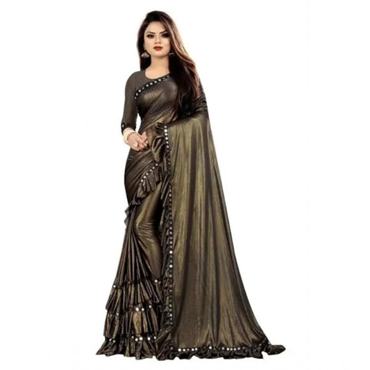 Fancy Malai Lining Solid Saree With Blouse Piece