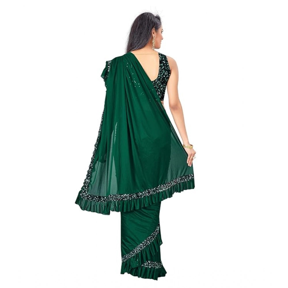 Lovely Lycra Solid Saree With Blouse Piece