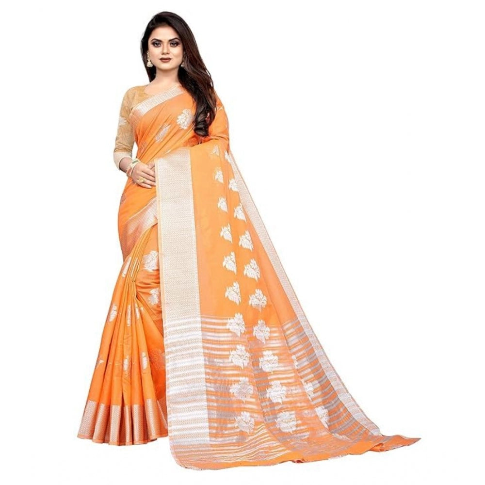 Voguish Cotton Silk Floral Saree With Blouse Piece