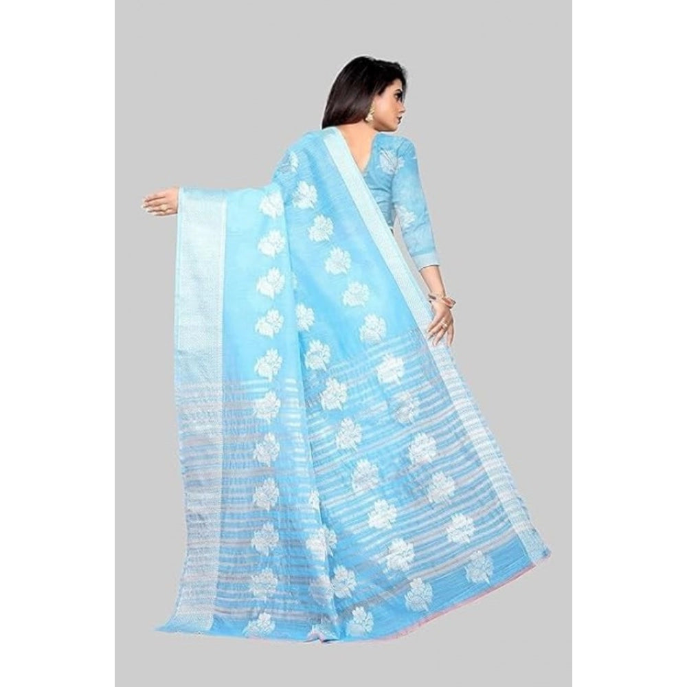 Voguish Cotton Silk Floral Saree With Blouse Piece