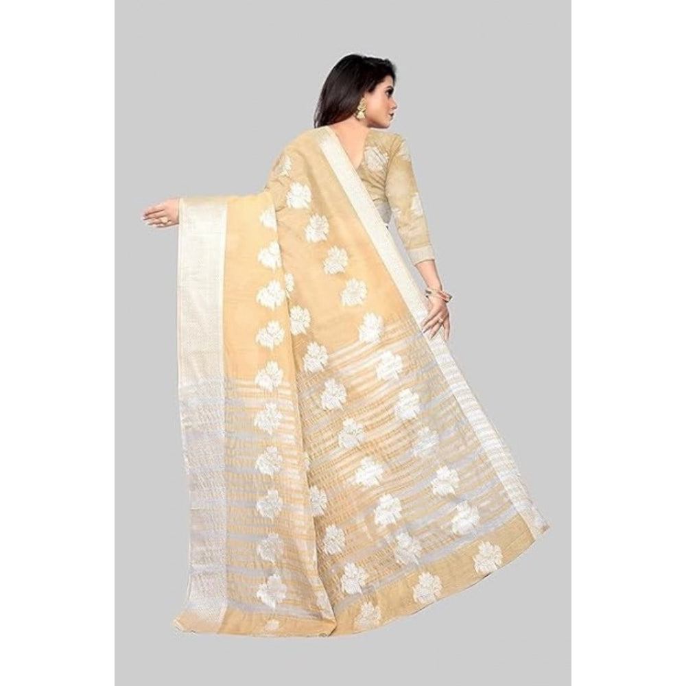 Voguish Cotton Silk Floral Saree With Blouse Piece