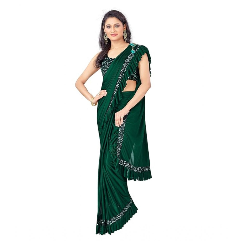 Lovely Lycra Solid Saree With Blouse Piece