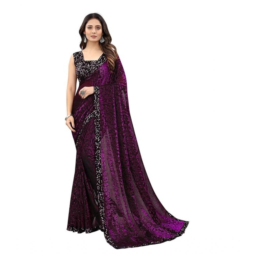 Ravishing Lycra Floral Saree With Blouse Piece