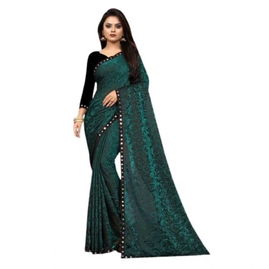 Lovely Lycra Solid Saree With Blouse Piece