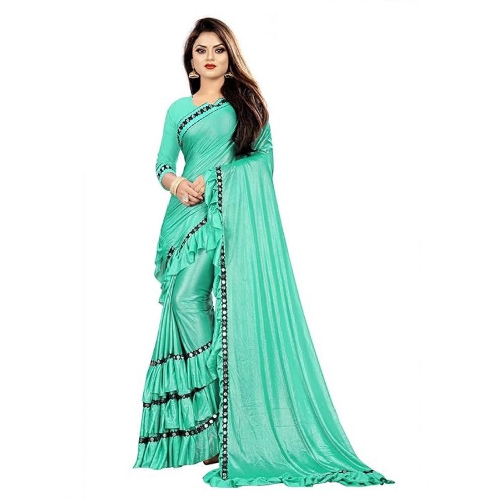 Fancy Malai Lining Solid Saree With Blouse Piece