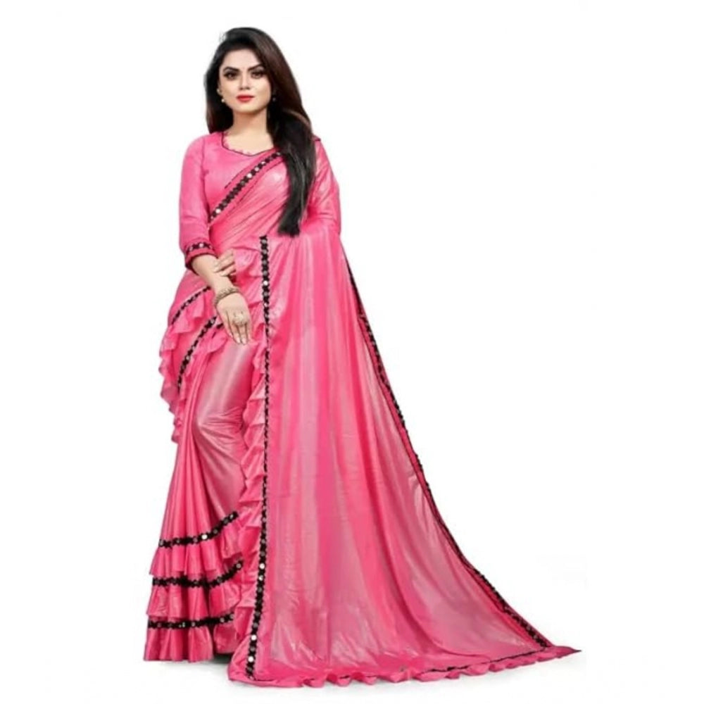 Fancy Malai Lining Solid Saree With Blouse Piece