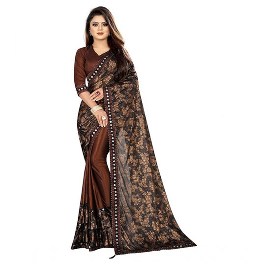 Lovely Lycra Solid Saree With Blouse Piece