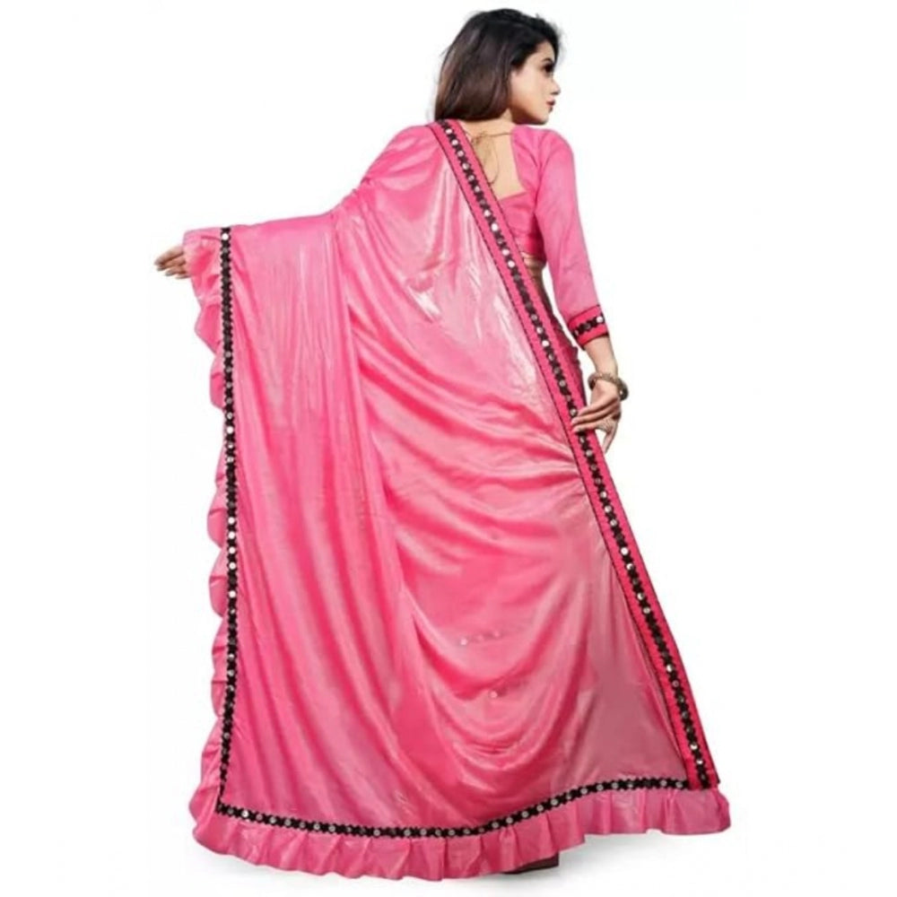 Fancy Malai Lining Solid Saree With Blouse Piece