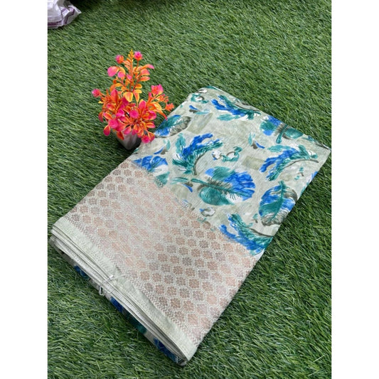 Modern Linen Printed Saree With Blouse Piece