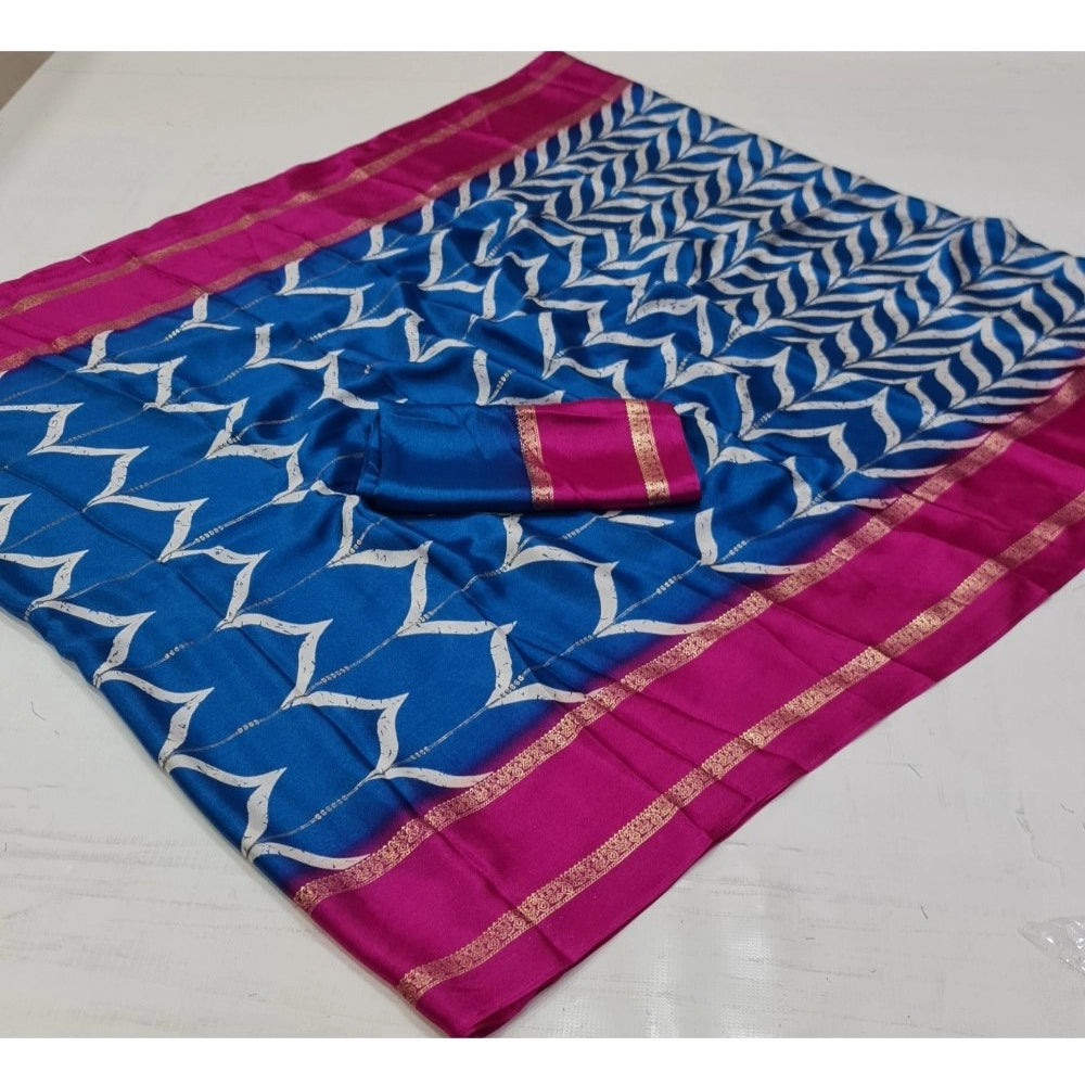 Dazzling Cotton Printed Saree With Blouse Piece