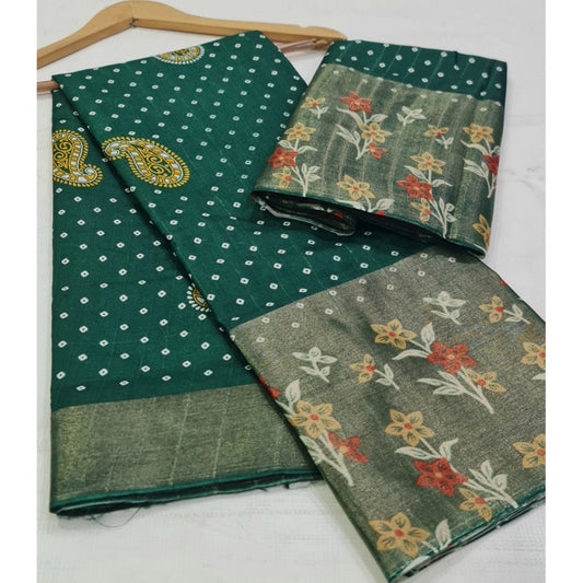 Astonishing Cotton Silk Printed Saree With Blouse Piece