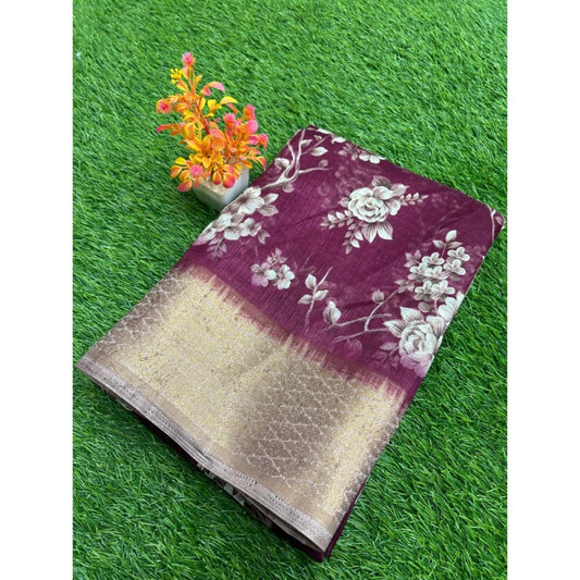 Superior Linen Printed Saree With Blouse Piece