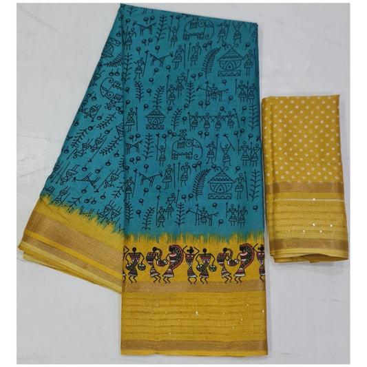 Superior Cotton Printed Saree With Blouse Piece