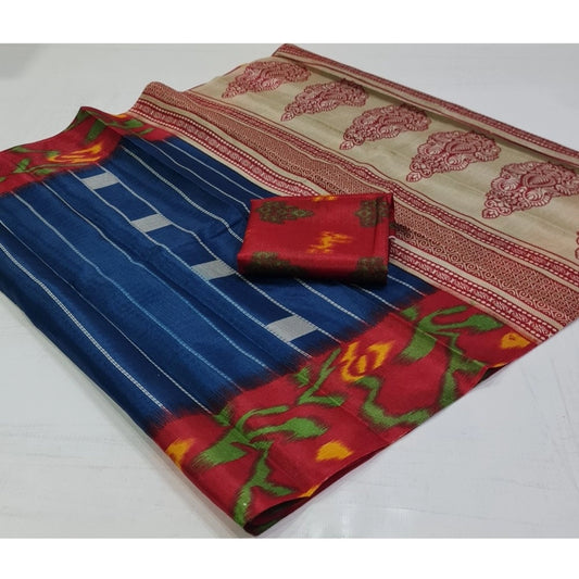 Superior Cotton Silk Printed Saree With Blouse Piece
