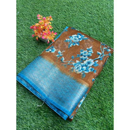 Superior Linen Printed Saree With Blouse Piece