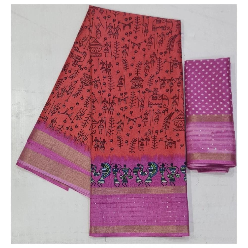 Superior Cotton Printed Saree With Blouse Piece