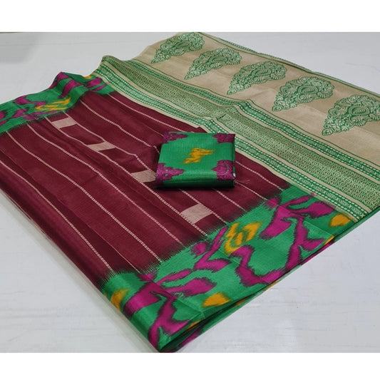 Superior Cotton Silk Printed Saree With Blouse Piece