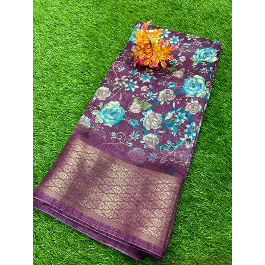 Wonderful Cotton Printed Saree With Unstitched Blouse