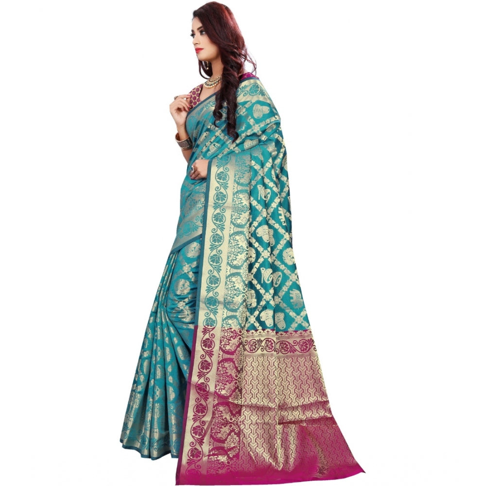 Glorious Jacquard Woven Saree With Blouse Piece