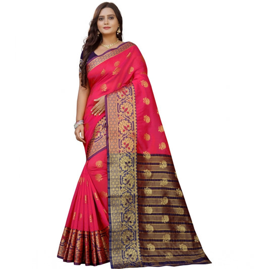 Appealing Silk Blend Woven Saree With Blouse Piece