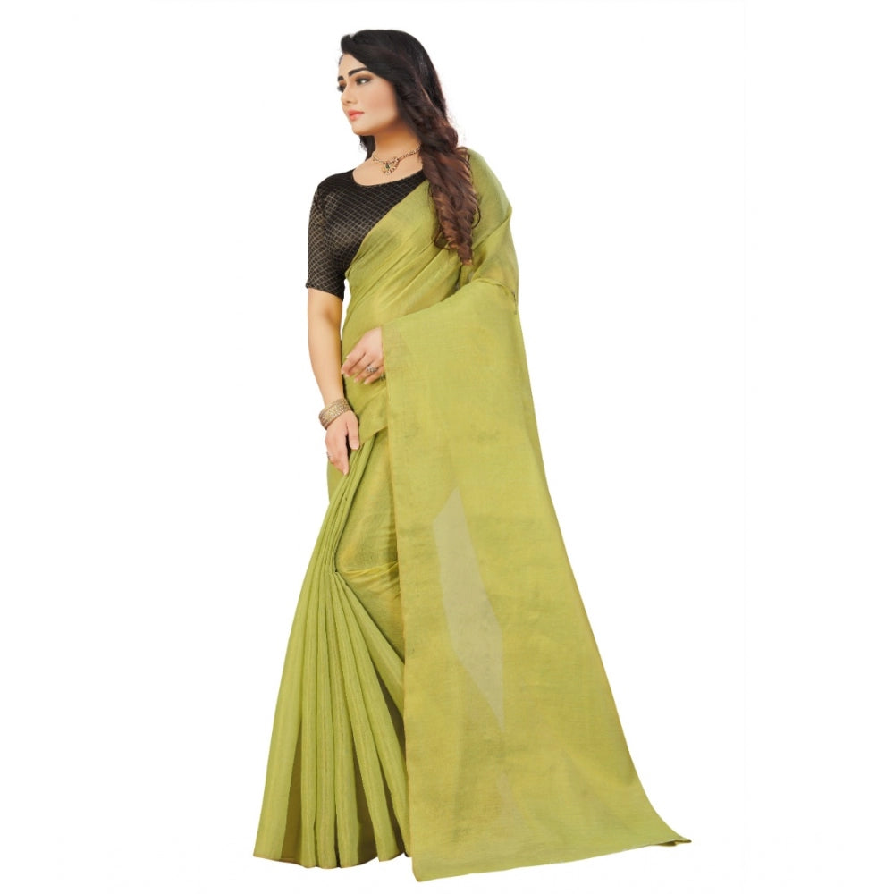 Dazzling Cotton Silk Self Design Saree With Blouse Piece