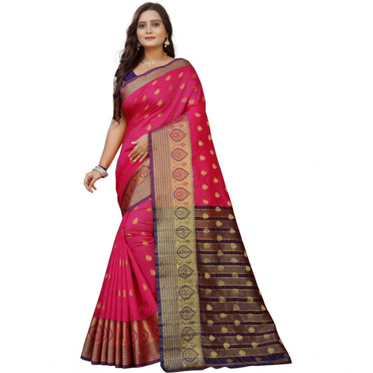 Appealing Silk Blend Woven Saree With Blouse Piece