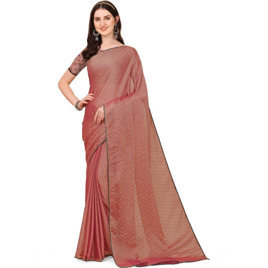 Incredible Silk Blend Embellished Saree With Blouse Piece