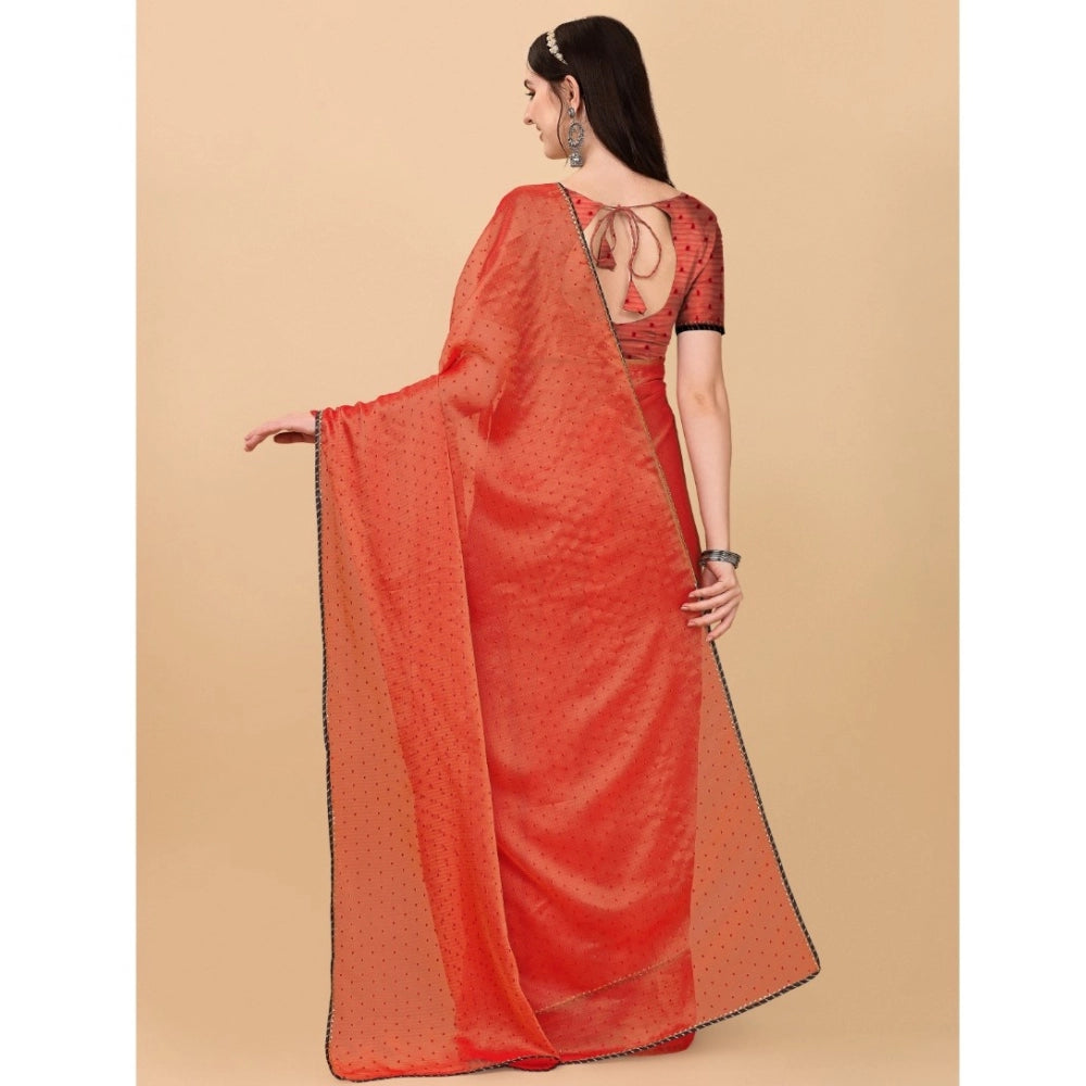 Incredible Silk Blend Embellished Saree With Blouse Piece