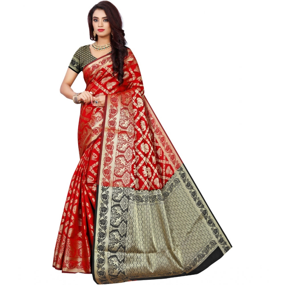 Tremendous Jacquard Woven Saree With Blouse Piece