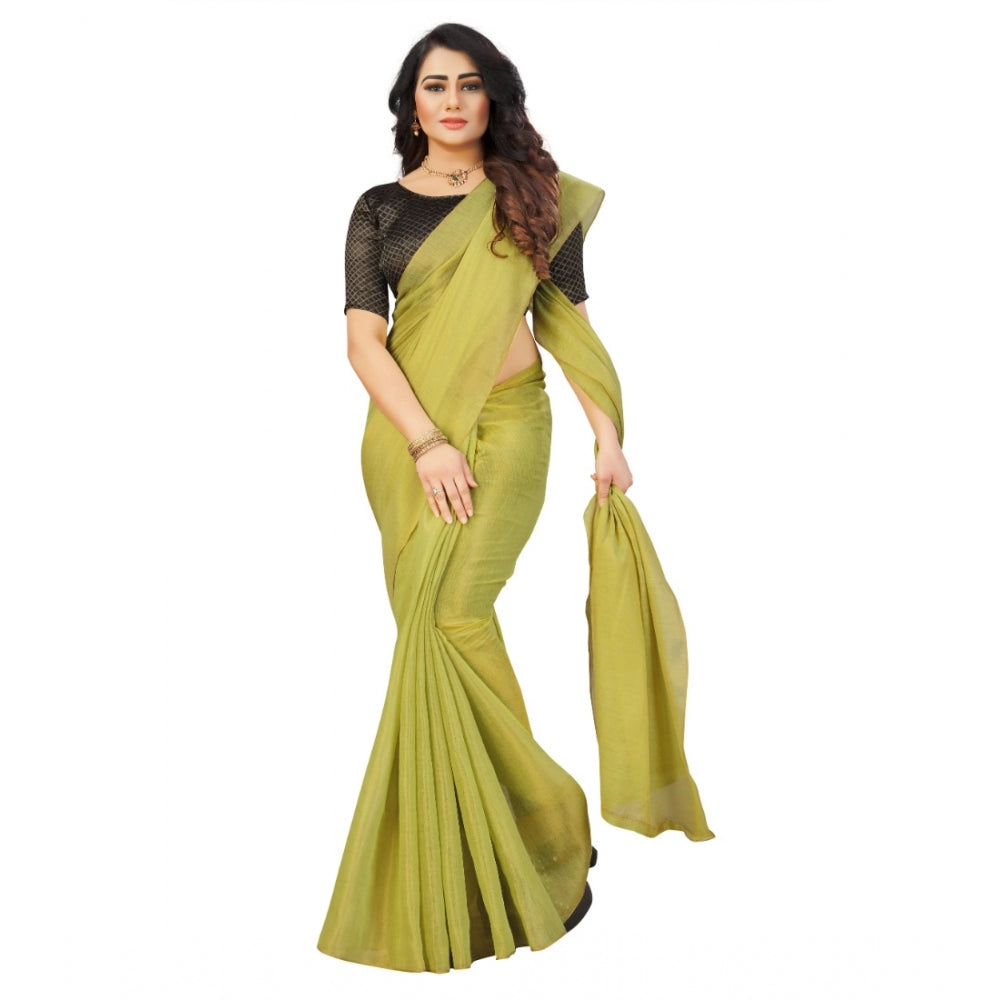 Dazzling Cotton Silk Self Design Saree With Blouse Piece